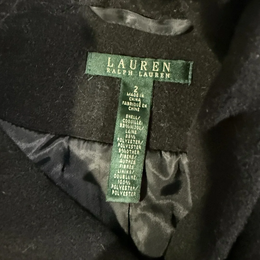 Vintage Lauren Ralph Lauren Women's Cape Dress Coat Black Wool Blend Size 2 - Picture 3 of 7
